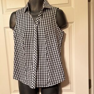 Talbots Sleeveless Gingham Button-Front Shirt - Black & White size 8